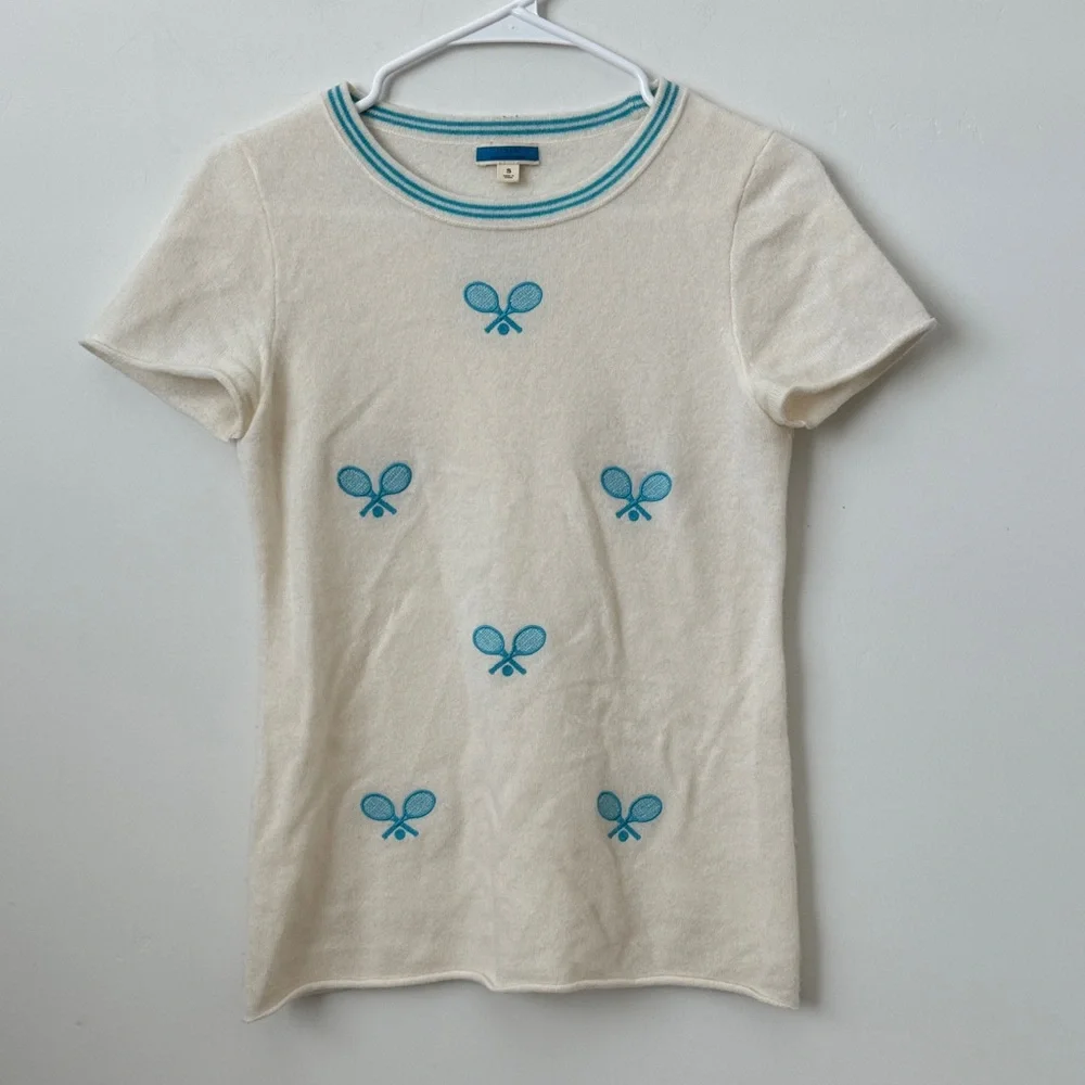 J.Crew 100% Cashmere Embroidered Tennis Top Size: S